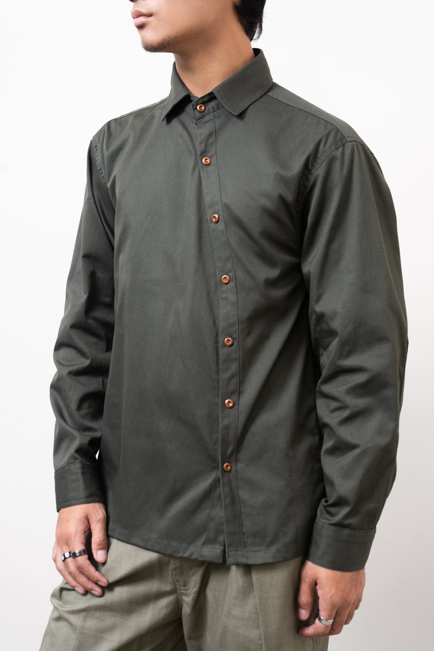 ASYMMETRIC SHIRT [Olive]